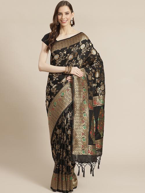 jacquard banarasi saree with blouse - 17826135 - Very Small Image - 1