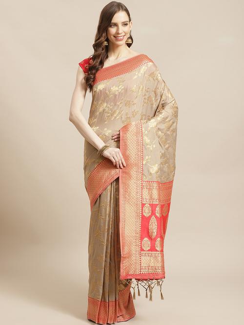 jacquard banarasi saree with blouse - 17826144 - Very Small Image - 1