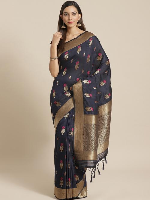 jacquard banarasi saree with blouse - 17826190 - Very Small Image - 1