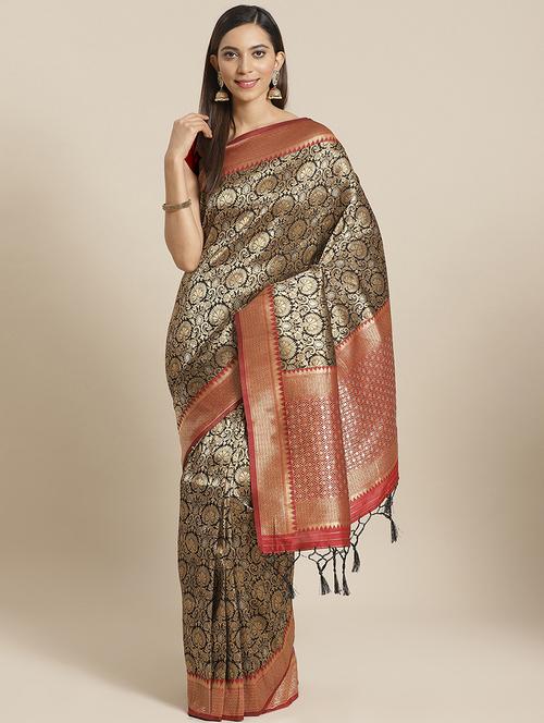 jacquard banarasi saree with blouse - 17826192 - Very Small Image - 1