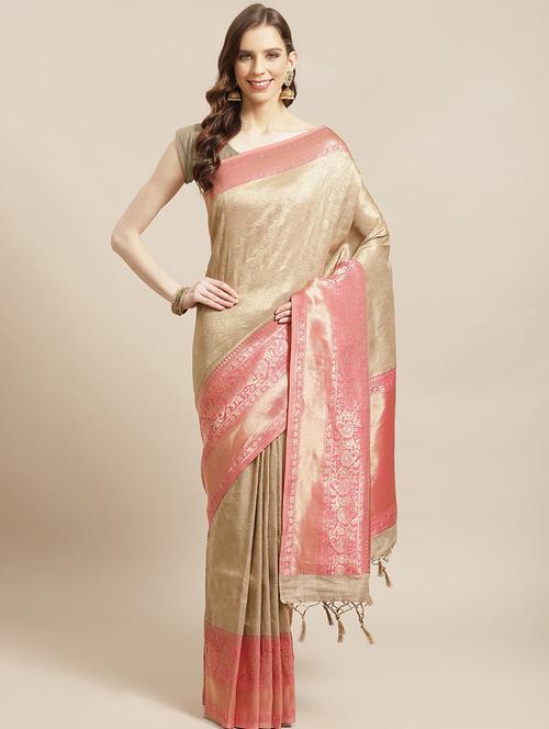 jacquard banarasi saree with blouse - 17826197 - Very Small Image - 1