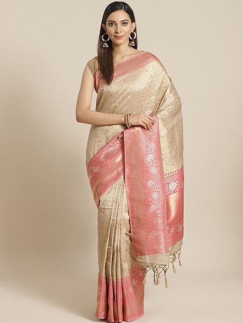 jacquard banarasi saree with blouse - 17826202 - Very Small Image - 1