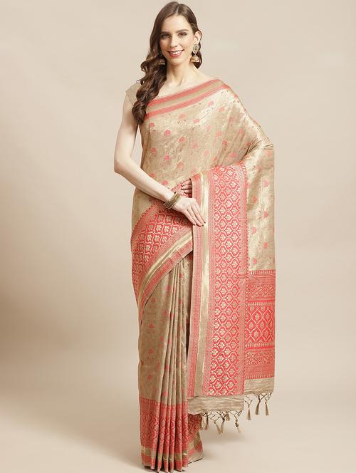 jacquard banarasi saree with blouse - 17826210 - Very Small Image - 1