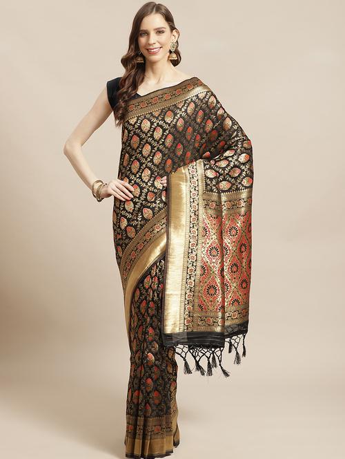 jacquard banarasi saree with blouse - 17826211 - Very Small Image - 1