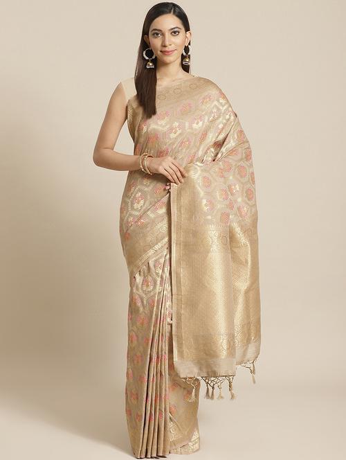 jacquard banarasi saree with blouse - 17826217 - Very Small Image - 1