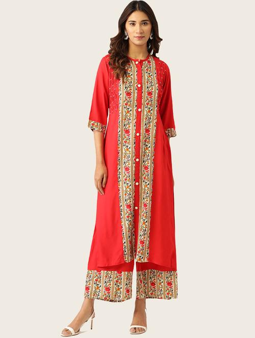 printed kurta palazzo set - 17827295 - Very Small Image - 1