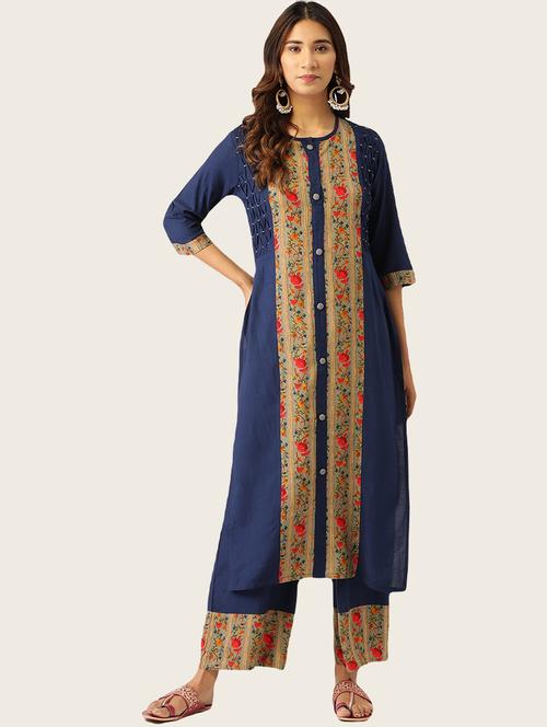 printed kurta palazzo set - 17827296 - Very Small Image - 1
