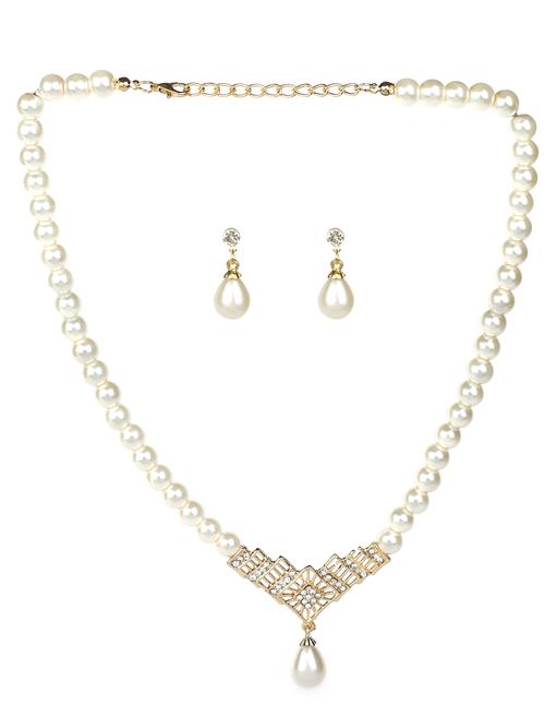 clasic pearl necklace set with ad - 17827318 - Very Small Image - 1
