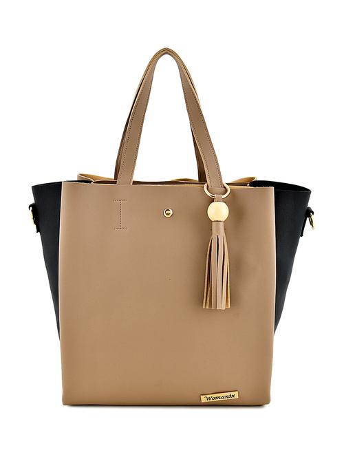 beige leatherette (pu) handbag - 17827755 - Very Small Image - 1