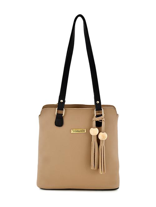 beige leatherette (pu) handbag - 17827760 - Very Small Image - 1