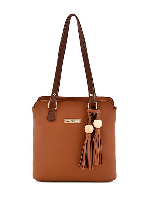tan leatherette (pu) handbag - 17827764 - Very Small Image - 1