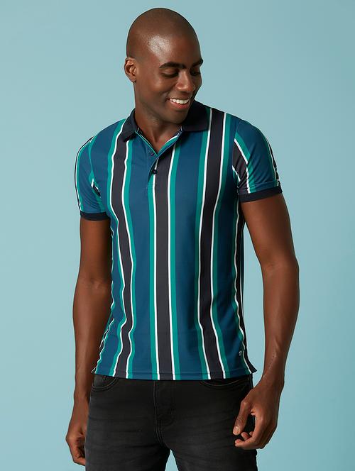 green color block polo t-shirt - 17828097 - Very Small Image - 1