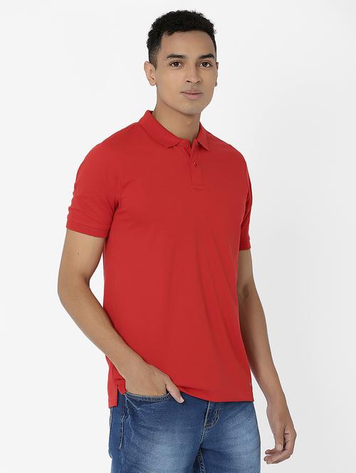 red solid polo t-shirt - 17828110 - Very Small Image - 1