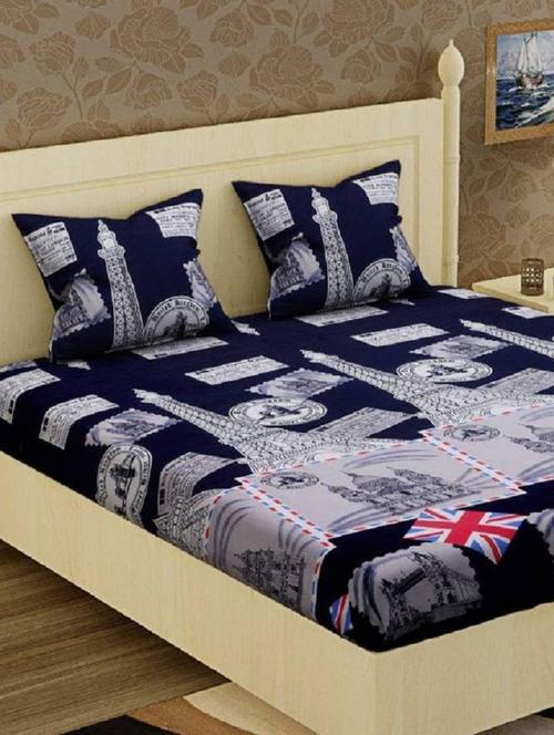 kl decor beautiful poly cotton printed 1 double bedsheet with 2 pillow cover - 17828831 - Very Small Image - 1