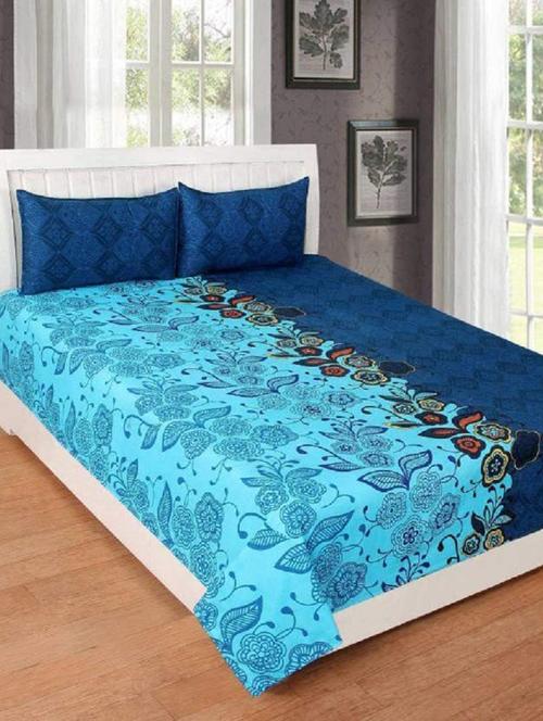 kl decor beautiful poly cotton printed 1 double bedsheet with 2 pillow cover - 17828835 - Very Small Image - 1