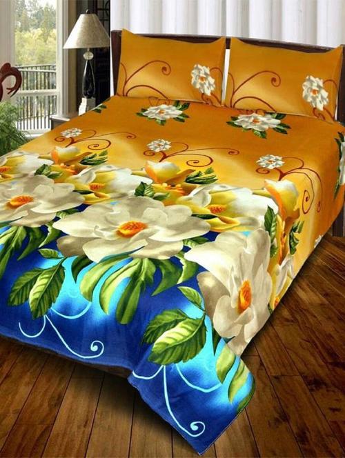 kl decor beautiful poly cotton printed 1 double bedsheet with 2 pillow cover - 17828841 - Very Small Image - 1