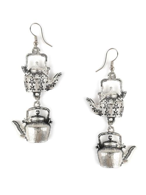 oxidized silver kettle earrings for women - 17828945 - Very Small Image - 1