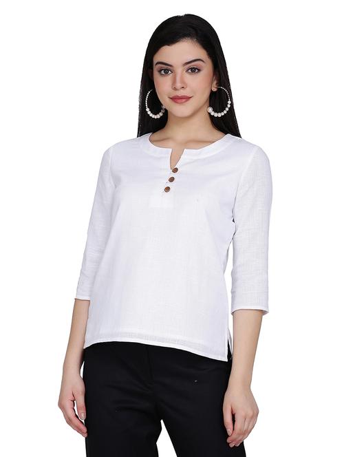notch neck solid top - 17828997 - Very Small Image - 1