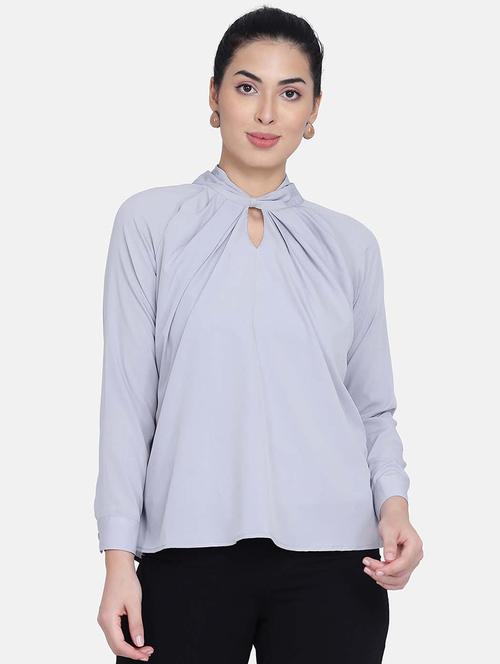 key hole neck solid top - 17829020 - Very Small Image - 1
