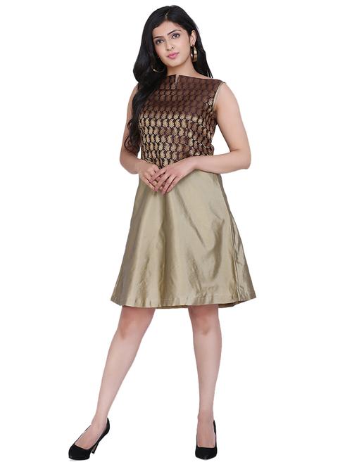 notch neck printed a-line dress - 17829041 - Very Small Image - 1