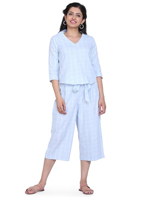 checkered top with culottes set - 17829059 - Very Small Image - 1