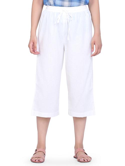 drawstring waist solid culottes capri - 17829060 - Very Small Image - 1