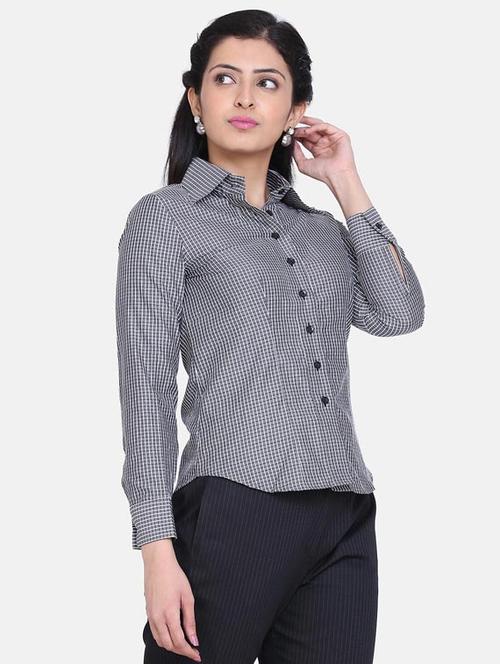 curved hem checkered shirt - 17829073 - Very Small Image - 1