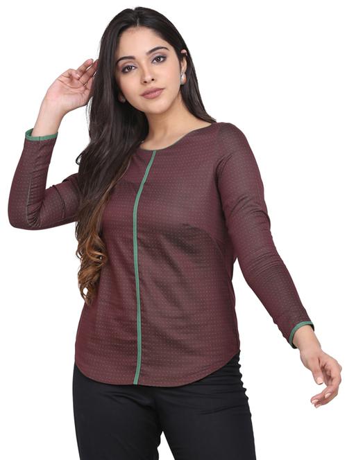 contrast piped printed top - 17829079 - Very Small Image - 1