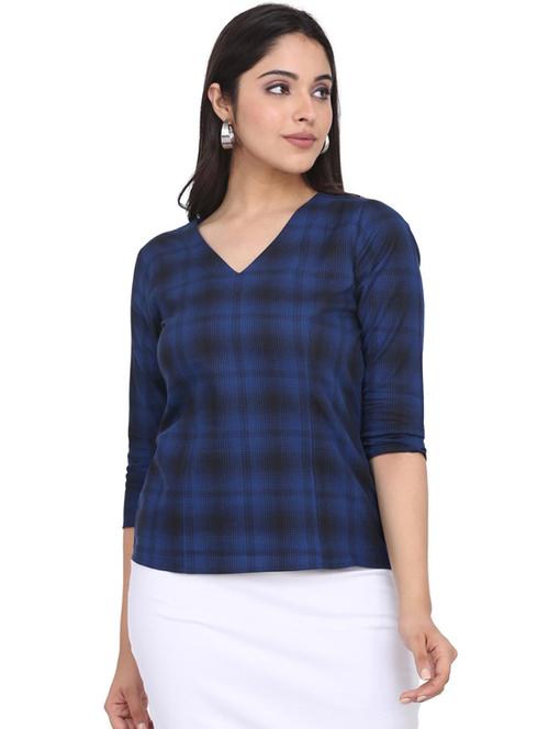 v-neck checkered top - 17829088 - Very Small Image - 1