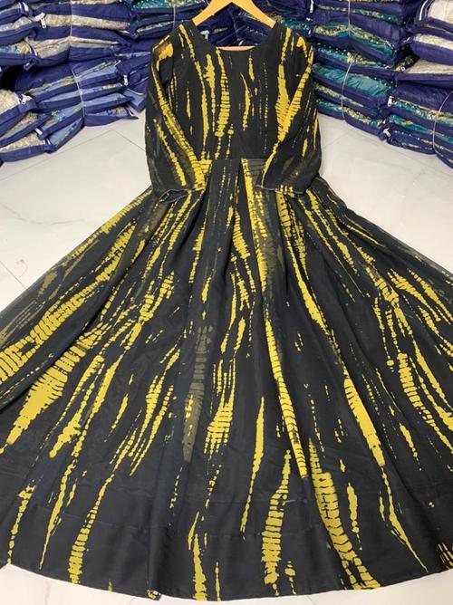 yellow georgette gown - 17830648 - Very Small Image - 1