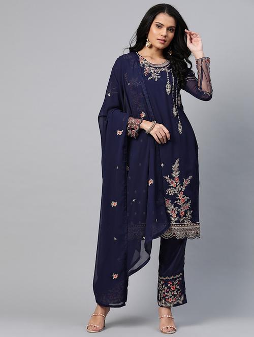 embroidered unstitched suit set - 17832099 - Very Small Image - 1