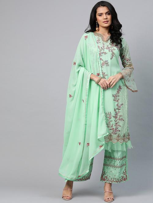 embroidered unstitched suit set - 17832104 - Very Small Image - 1