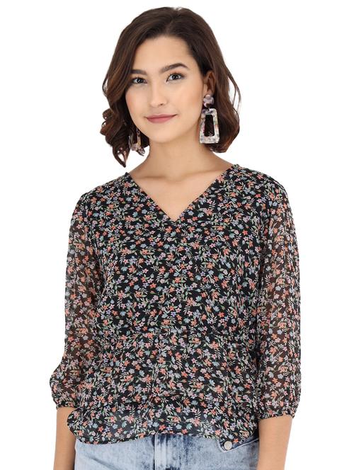 v-neck floral top - 17832237 - Very Small Image - 1