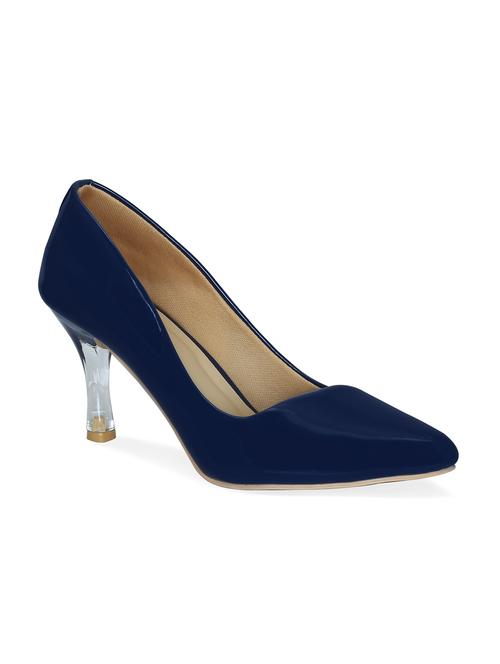 navy faux leather slip on pumps - 17832279 - Very Small Image - 1