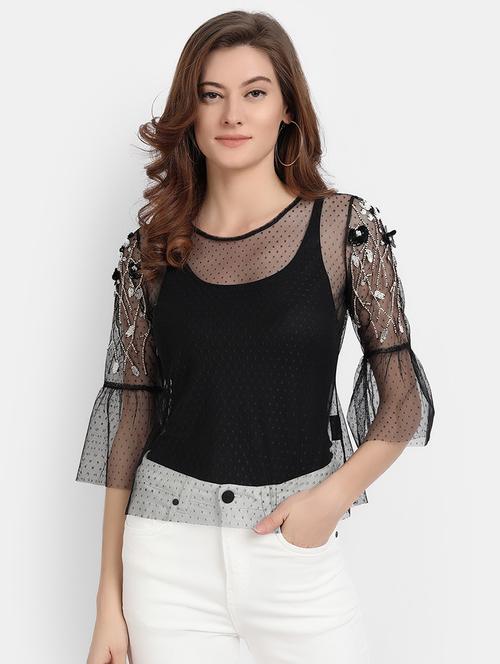bell sleeved embellished top - 17832514 - Very Small Image - 1