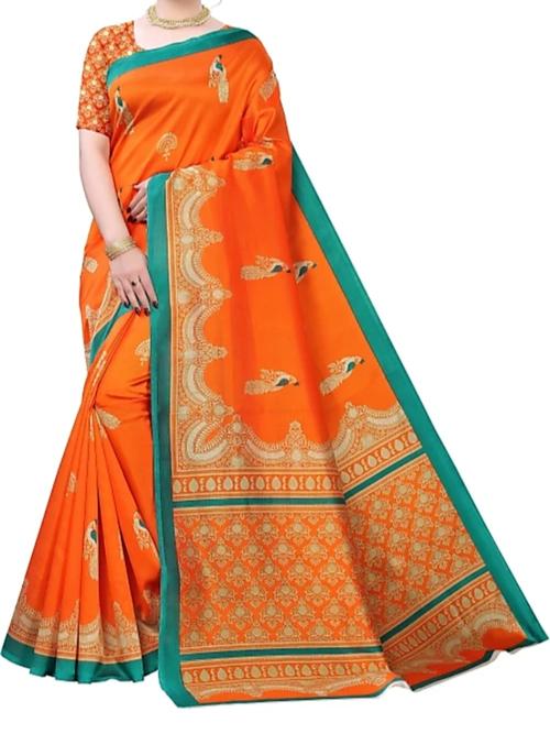 orange nylon saree - 17833079 - Very Small Image - 1