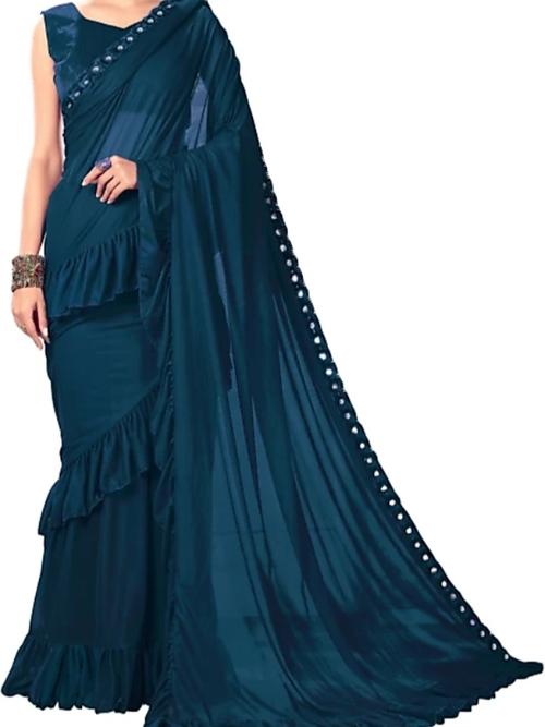 navy silk saree - 17833080 - Very Small Image - 1