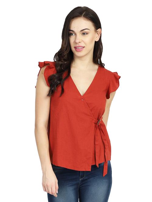 tie front wrap top - 17833254 - Very Small Image - 1