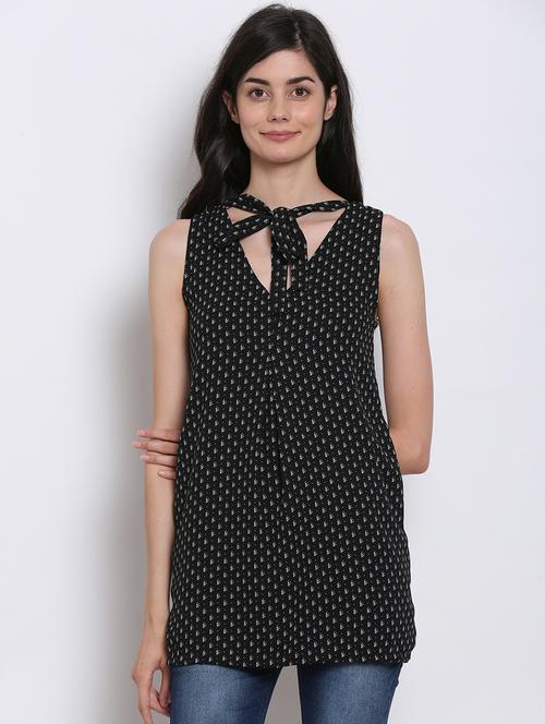 tie up neck printed top - 17833270 - Very Small Image - 1