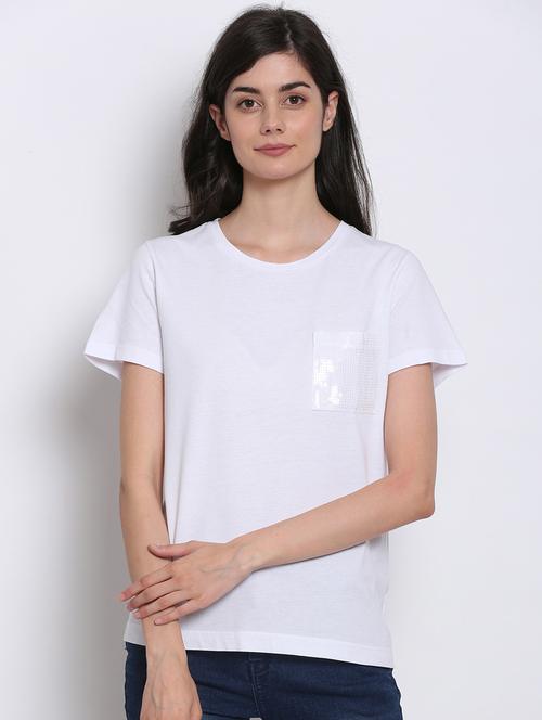 sequined pocket solid top - 17833273 - Very Small Image - 1