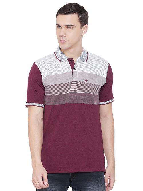 maroon striped polo t-shirt - 17833714 - Very Small Image - 1