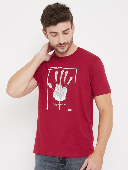 maroon printed t-shirt - 17833728 - Very Small Image - 1