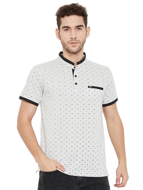 grey printed collared t-shirt - 17833746 - Very Small Image - 1