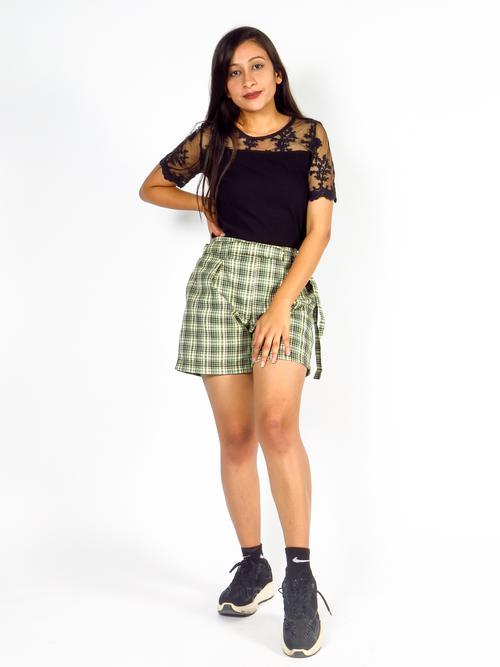 checked high rise shorts , has - 17834132 - Very Small Image - 1