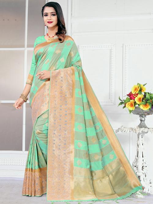 jacquard work banarasi saree with blouse - 17834229 - Very Small Image - 1