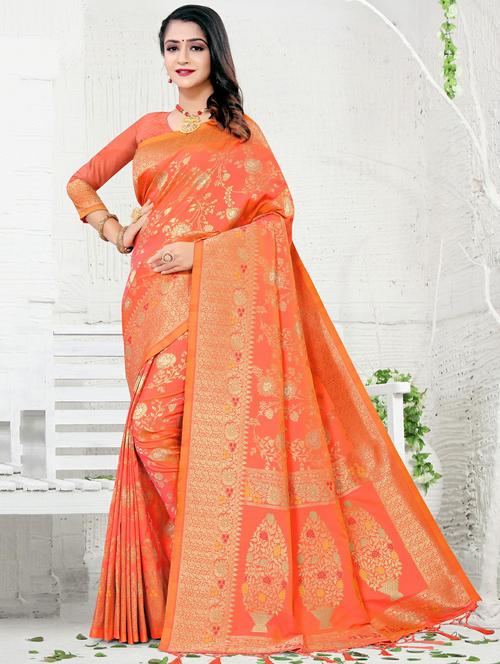 jacquard work banarasi saree with blouse - 17834230 - Very Small Image - 1