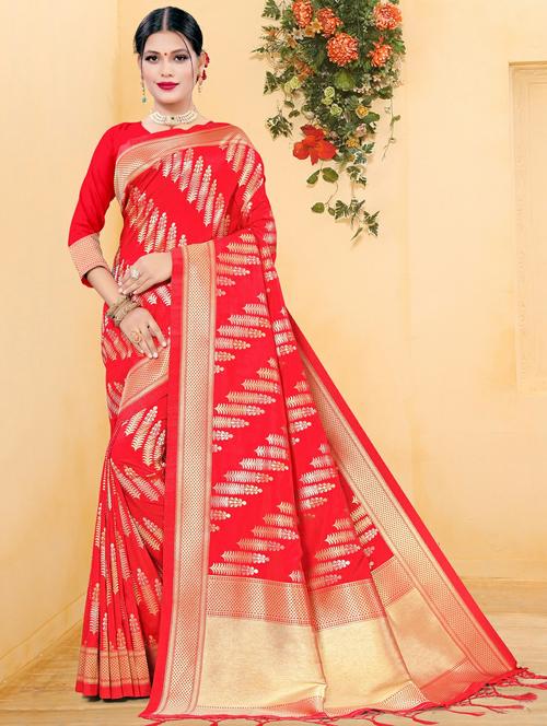 jacquard work banarasi saree with blouse - 17834237 - Very Small Image - 1