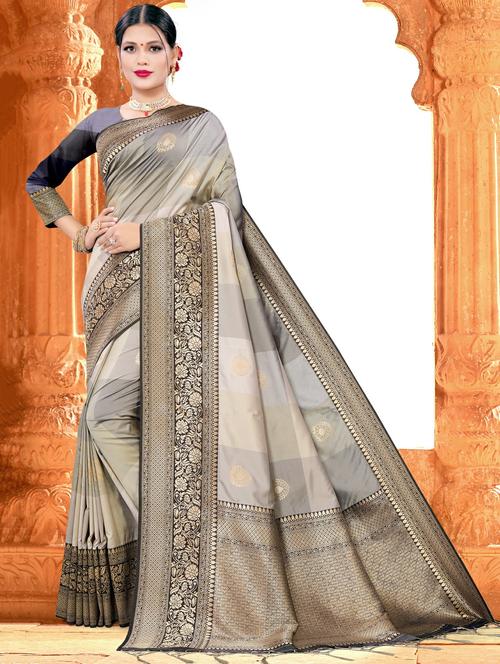 jacquard work banarasi saree with blouse - 17834241 - Very Small Image - 1