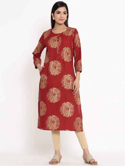 printed straight kurta - 17834303 - Very Small Image - 1