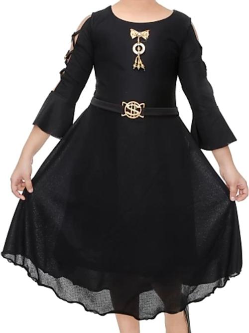 kids black cotton party wear dress - 17834356 - Very Small Image - 1